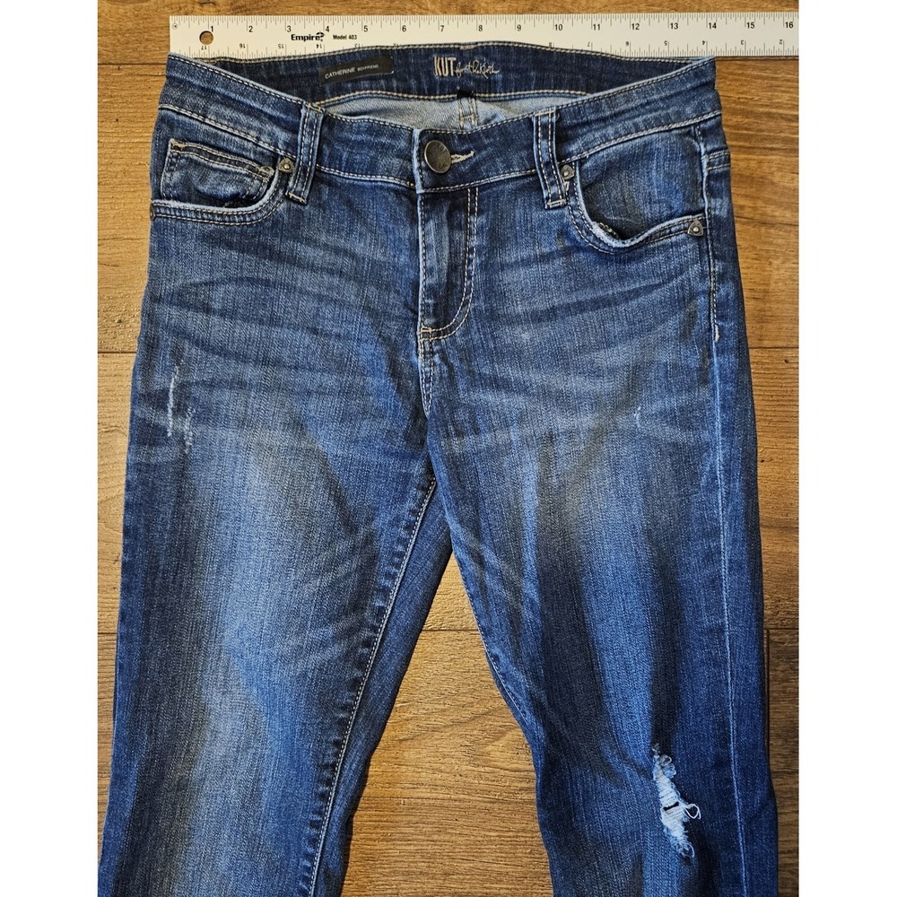KUT From The Kloth Jeans Women 0 Blue Catherine Boyfriend Distressed 28x29 - Picture 3 of 16